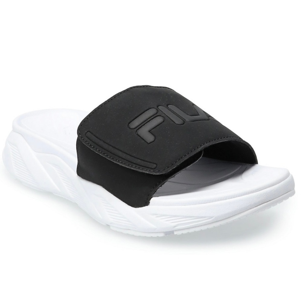 FILA Zen Slide Layered Women's Sandals Slides Athletic Casual Black White 6 7 10